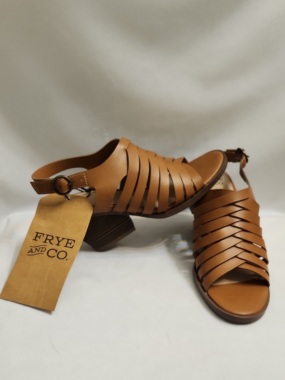 Frye And Co. Galia Brown Strappy Slingback Block Heel Summer Sandals (W Size 6)